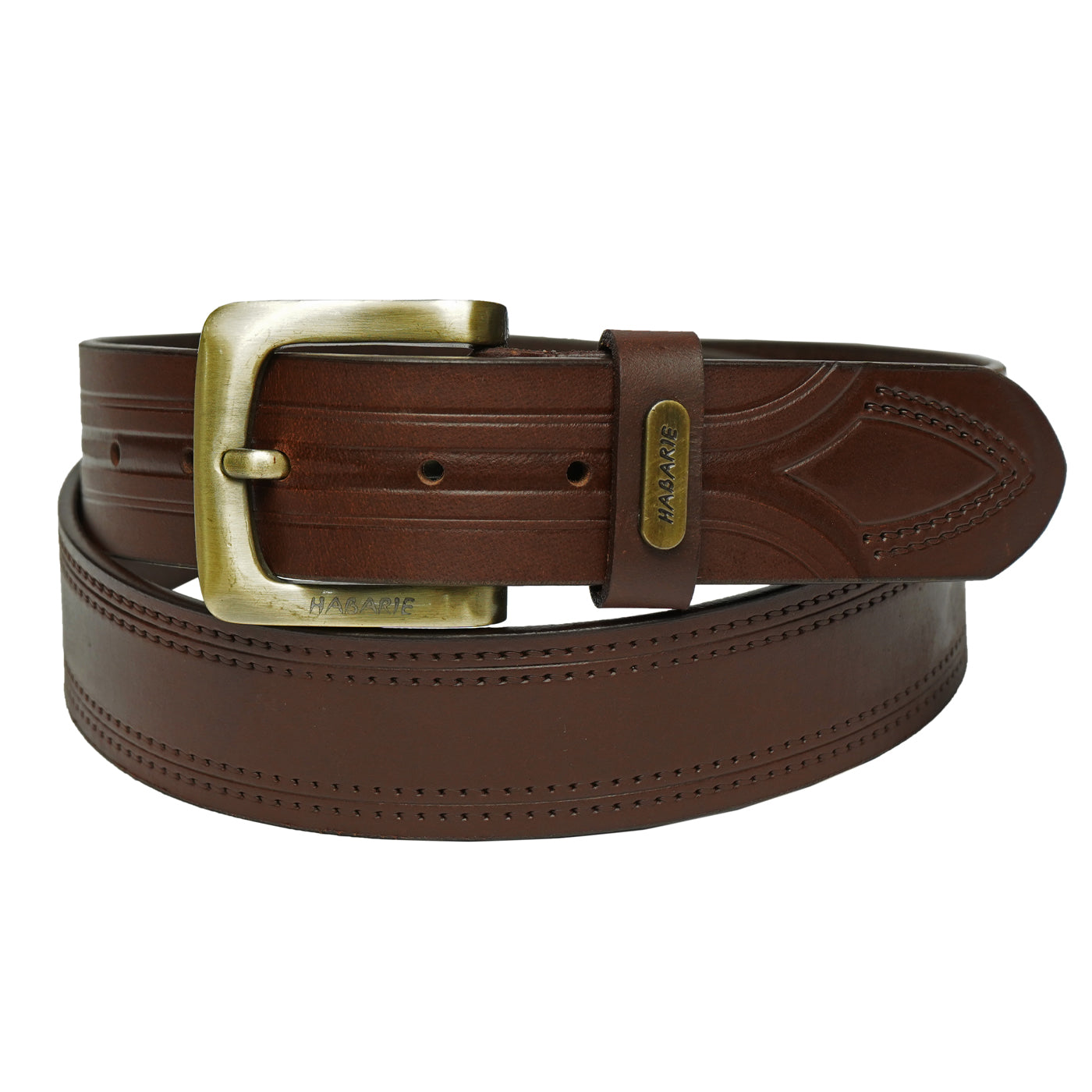 Premium Leather Embossed Classic Belt 704-TAN