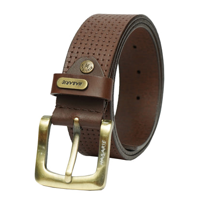 Premium Leather Embossed Classic Belt 710-Tan