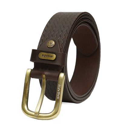 Premium Leather Embossed Classic Belt 705-Brown