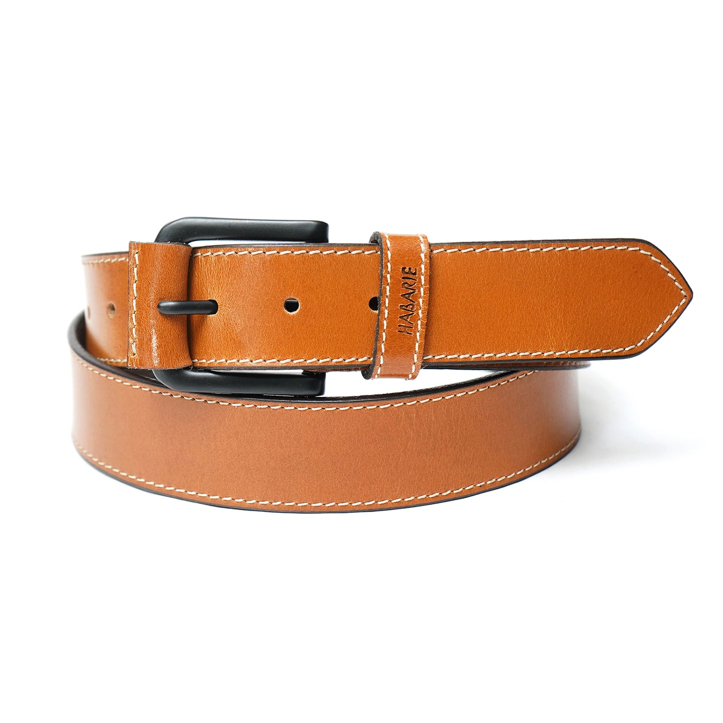 Handmade Classic Belt with Stitching 740-Tan