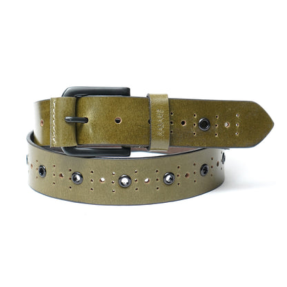 Handmade Classic Belt with Studs 741-Green