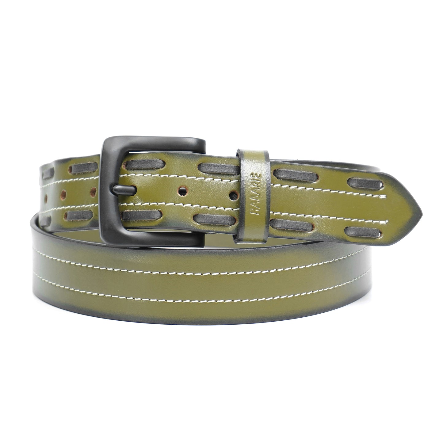 Handmade Classic Textured Belt 745-Green