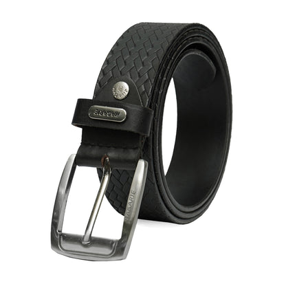 Premium Leather Embossed Classic Belt 705-Black