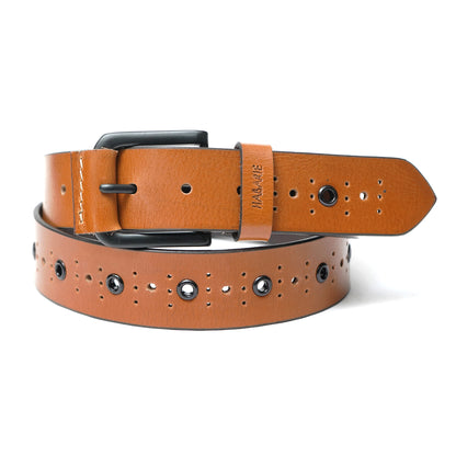 Handmade Classic Belt with Studs 741-Tan