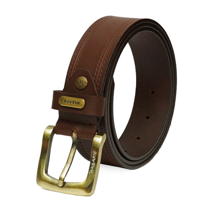 Premium Leather Embossed Classic Belt 704-TAN