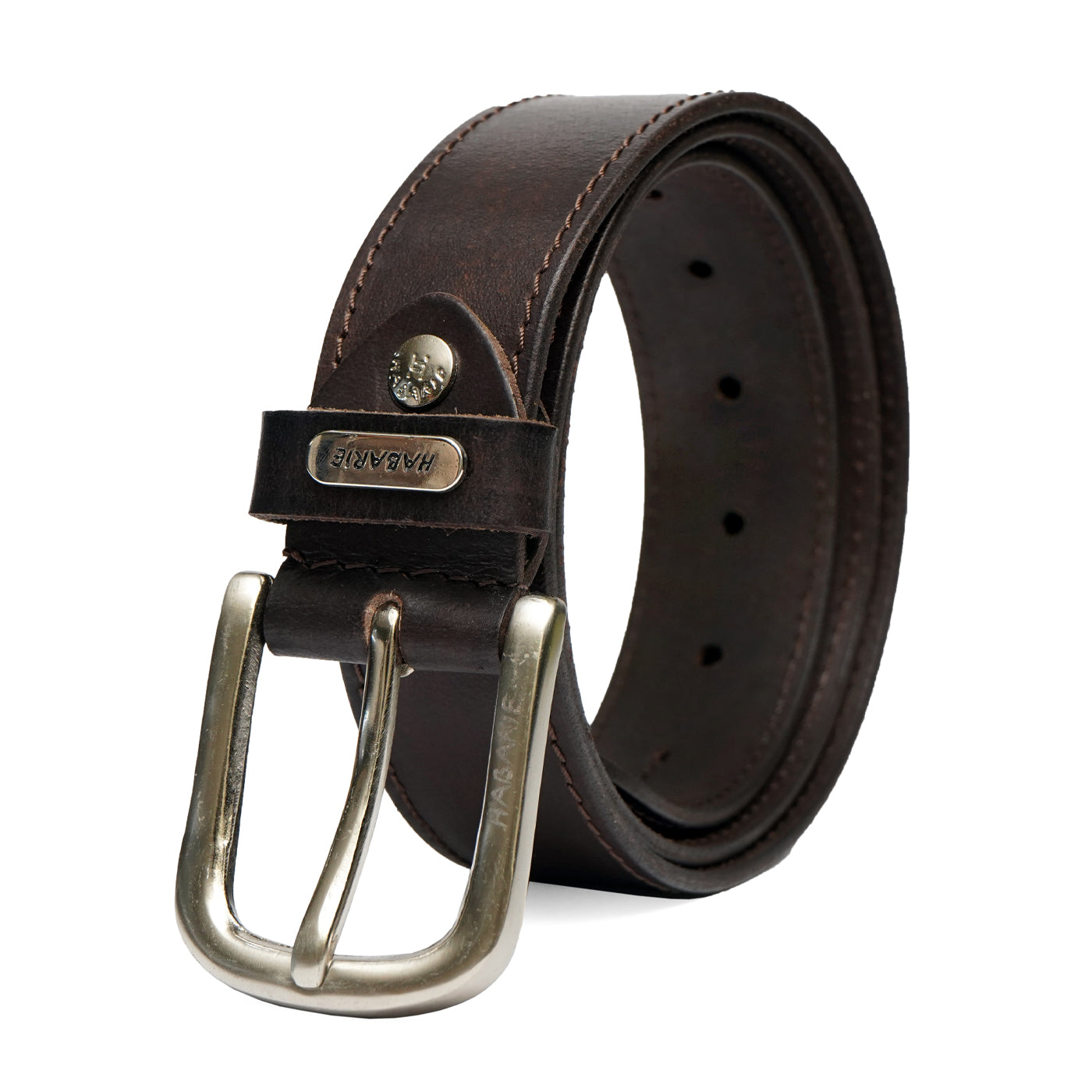 Handmade Belt with stitching 702-Brown