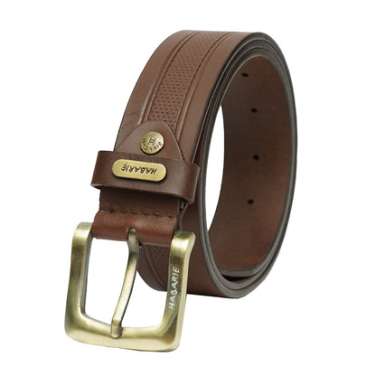 Premium Leather Embossed Classic Belt 709-Tan