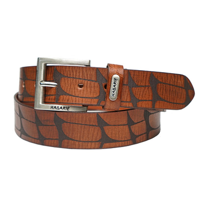 Handmade Laser Print Belt 724-Tan