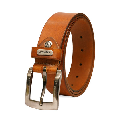 Premium Leather Handmade Classic Belt 703-YELLOW