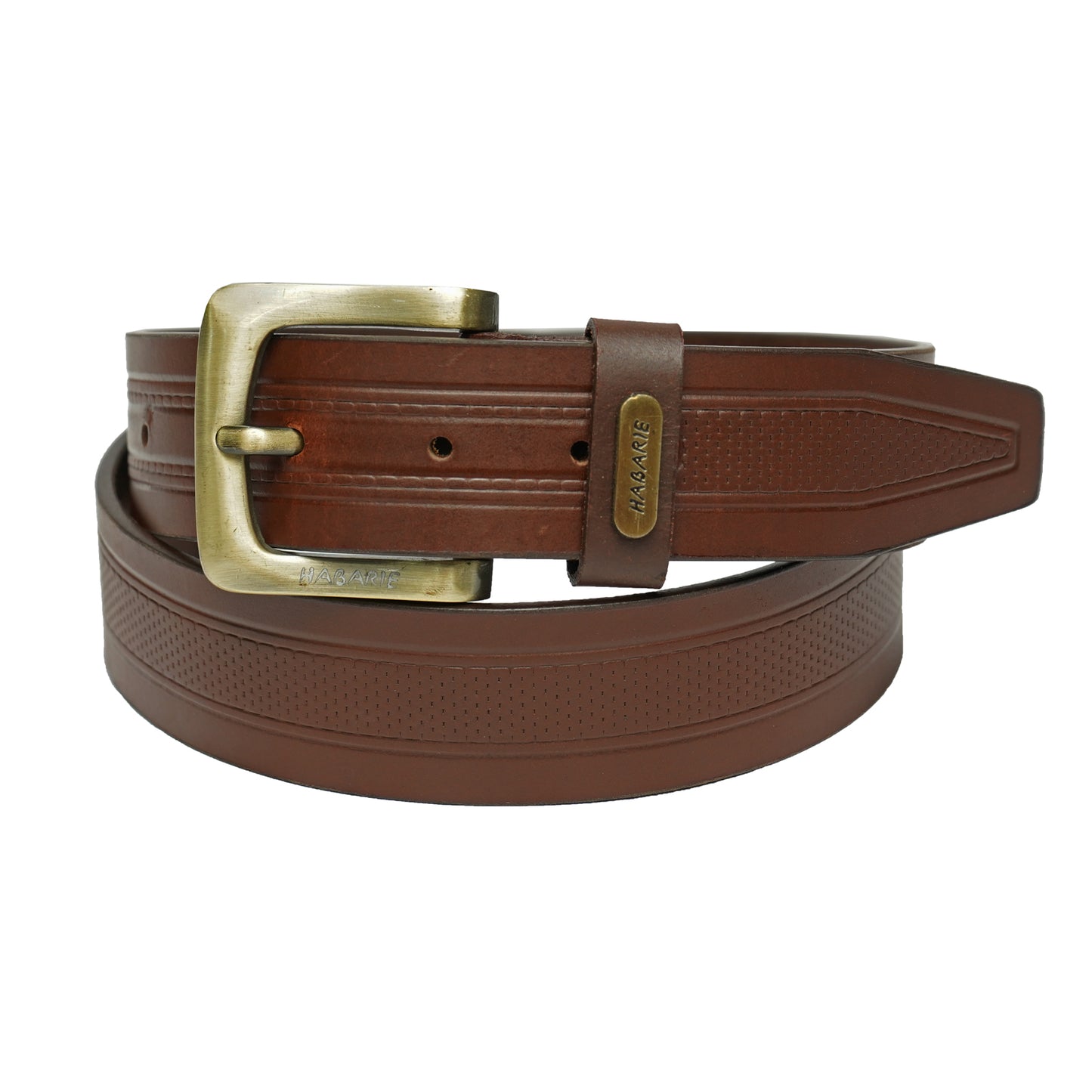 Premium Leather Embossed Classic Belt 709-Tan