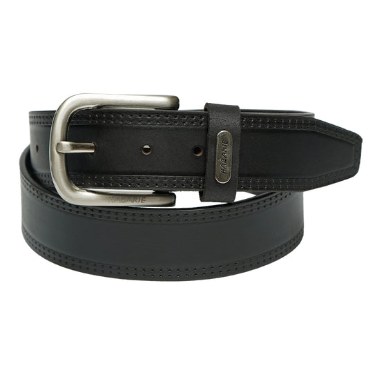 Premium Leather Embossed Classic Belt 707-Black