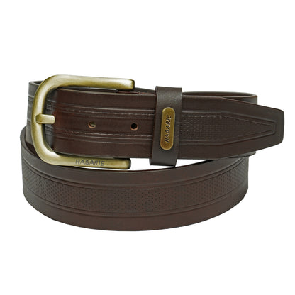 Premium Leather Embossed Classic Belt 709-Brown