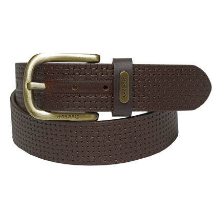 Premium Leather Embossed Classic Belt 710-Brown