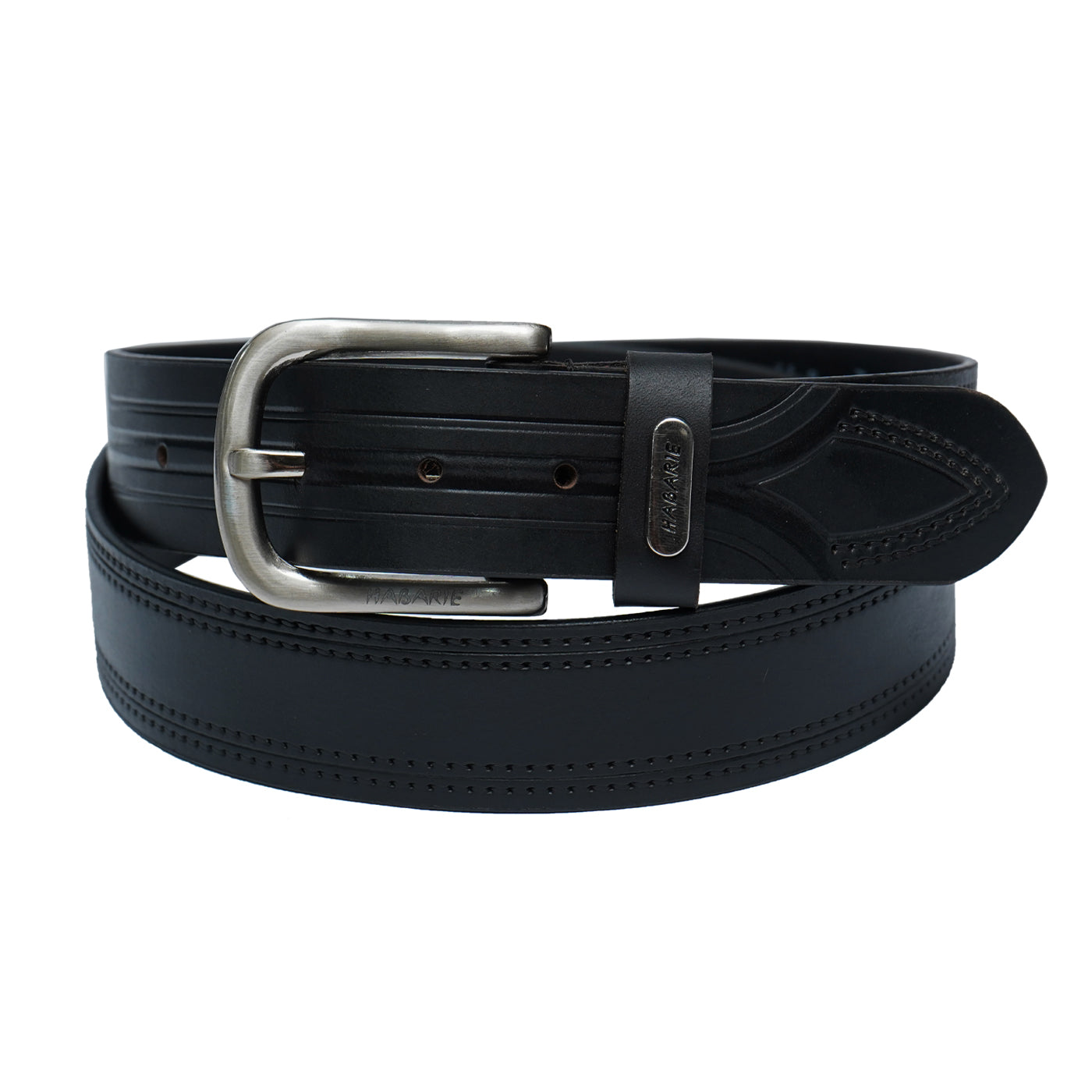 Premium Leather Embossed Classic Belt 704-Black