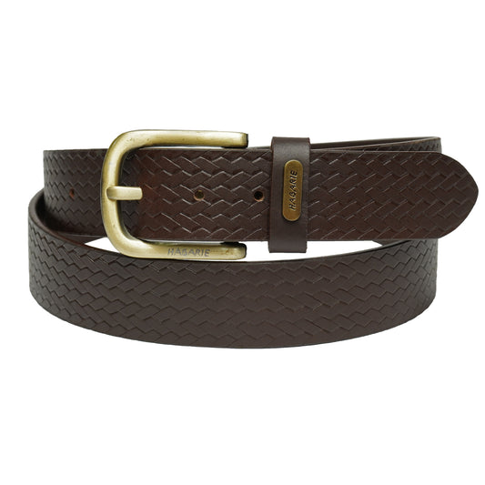 Premium Leather Embossed Classic Belt 705-Brown