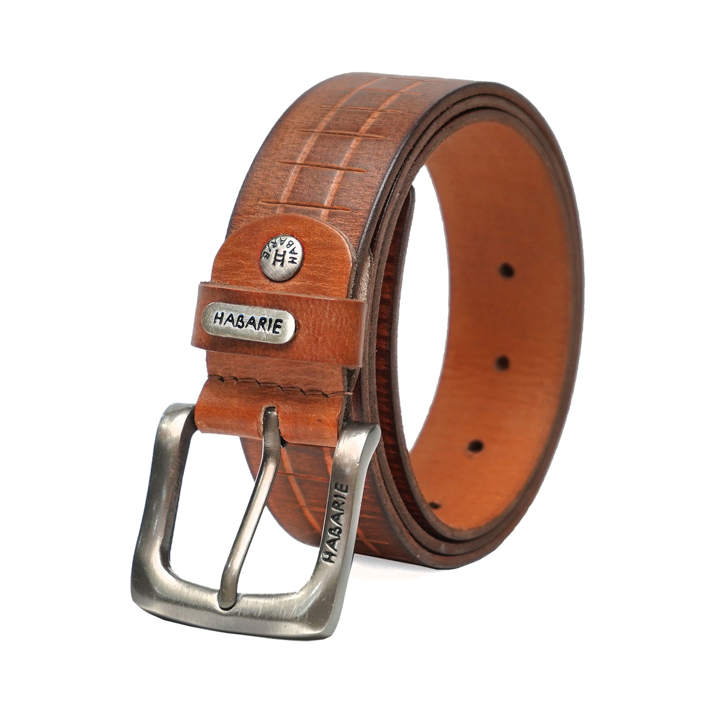 Handmade Belt with stitching 721-Tan