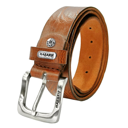 HandmadeTextured Belt 732-Tan