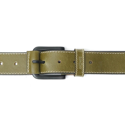 Handmade Classic Belt with Stitching 740-Green