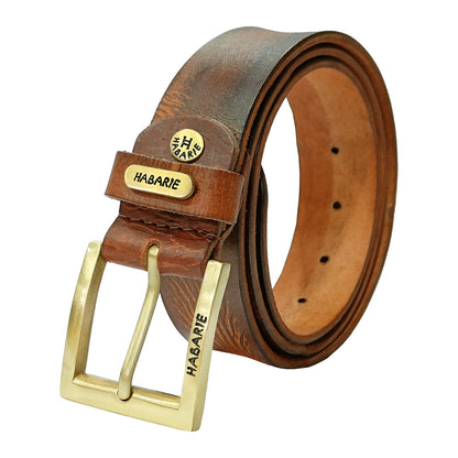 HandmadeTextured Belt 731-Tan