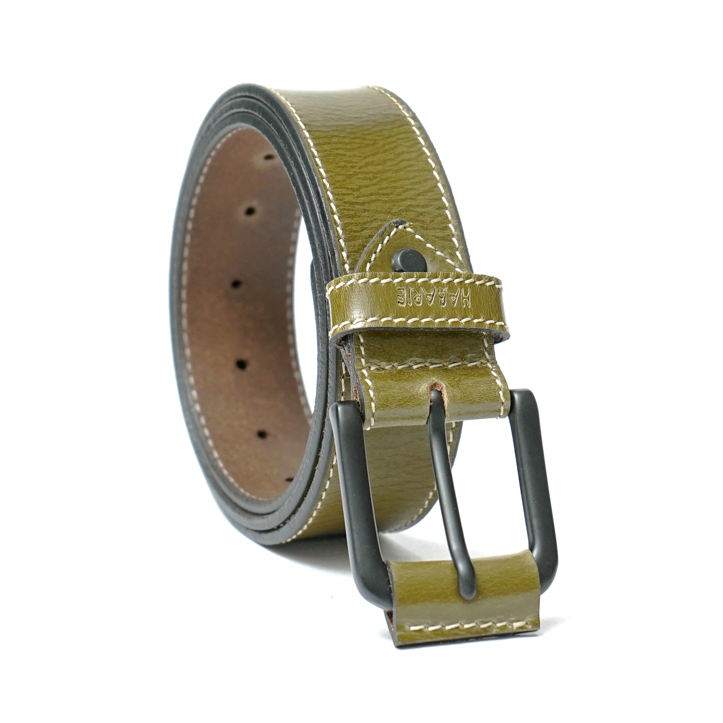 Handmade Classic Belt with Stitching 740-Green