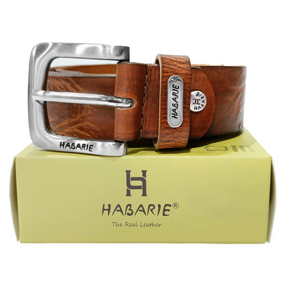 HandmadeTextured Belt 732-Tan