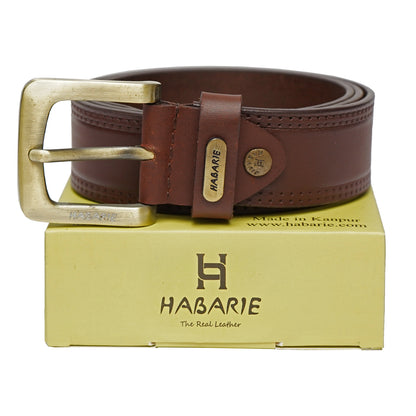 Premium Leather Embossed Classic Belt 707-Tan