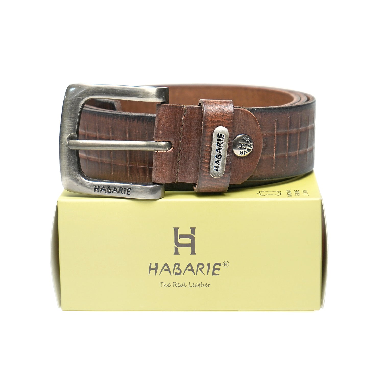 Handmade Belt with stitching 721-Brown