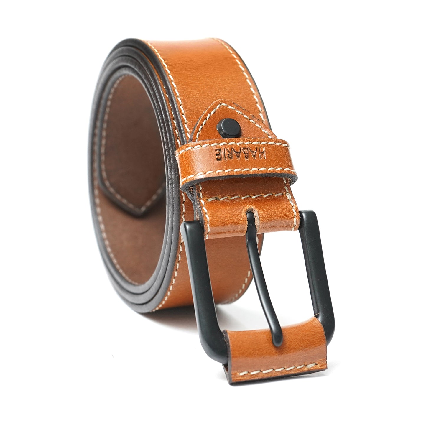 Handmade Classic Belt with Stitching 740-Tan