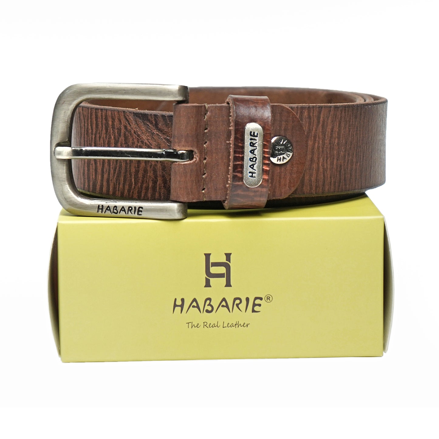 HandmadeTextured Belt 723-Brown