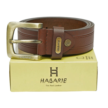 Premium Leather Embossed Classic Belt 709-Tan