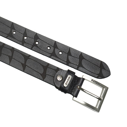 Handmade Laser Print Belt 724-Black