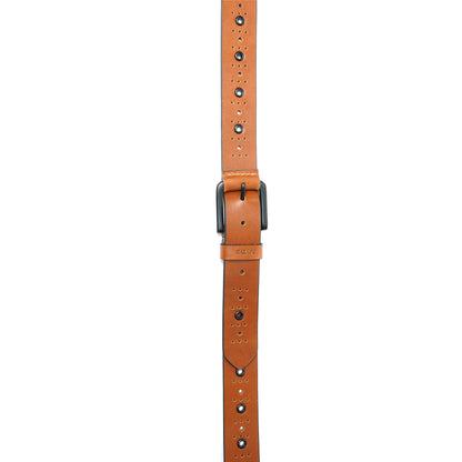 Handmade Classic Belt with Studs 741-Tan