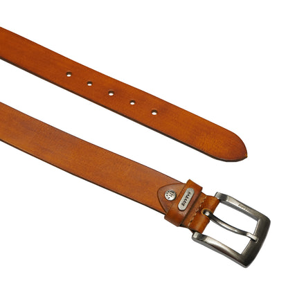 Premium Leather Handmade Classic Belt 703-YELLOW