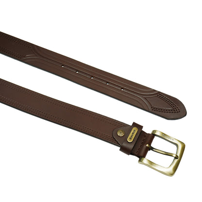 Premium Leather Embossed Classic Belt 704-TAN