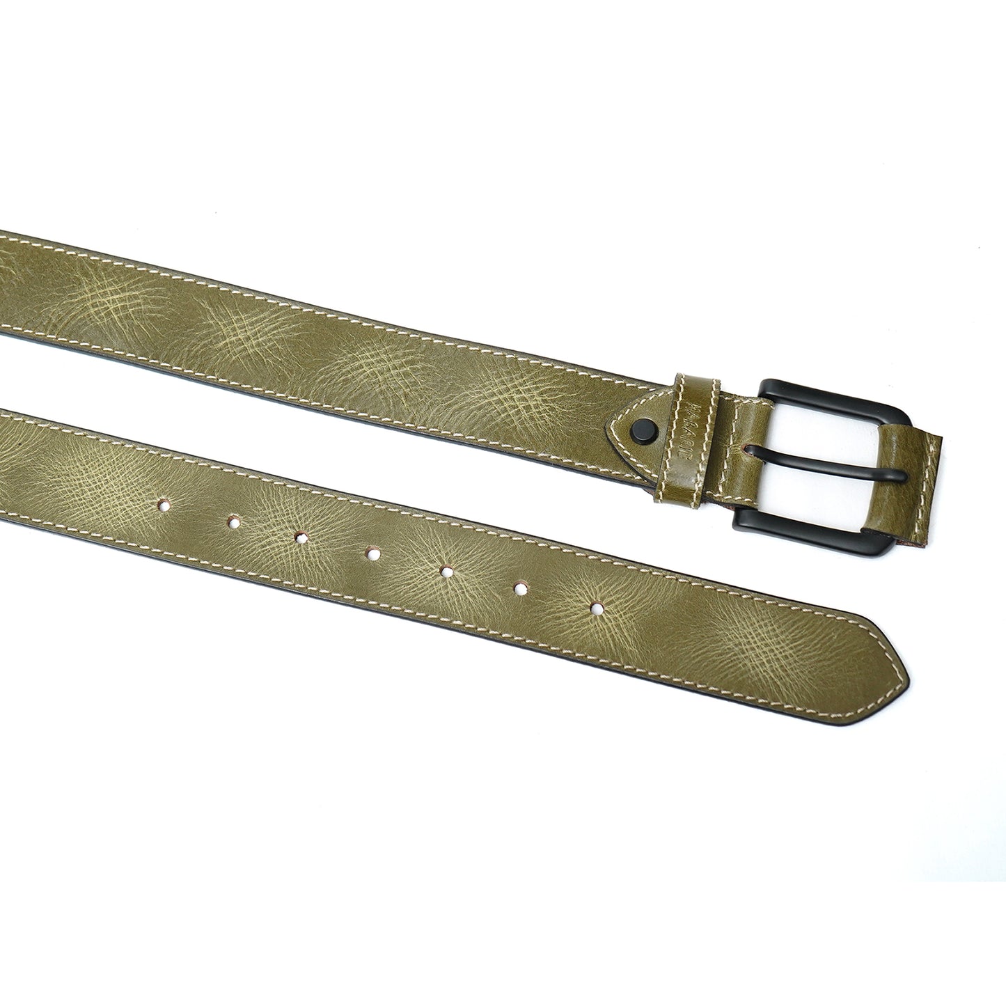 Handmade Classic Textured Belt 743-Green