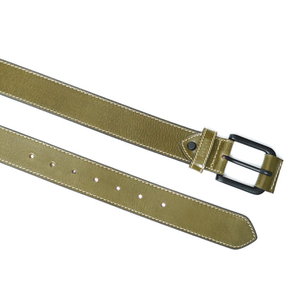 Handmade Classic Belt with Stitching 740-Green