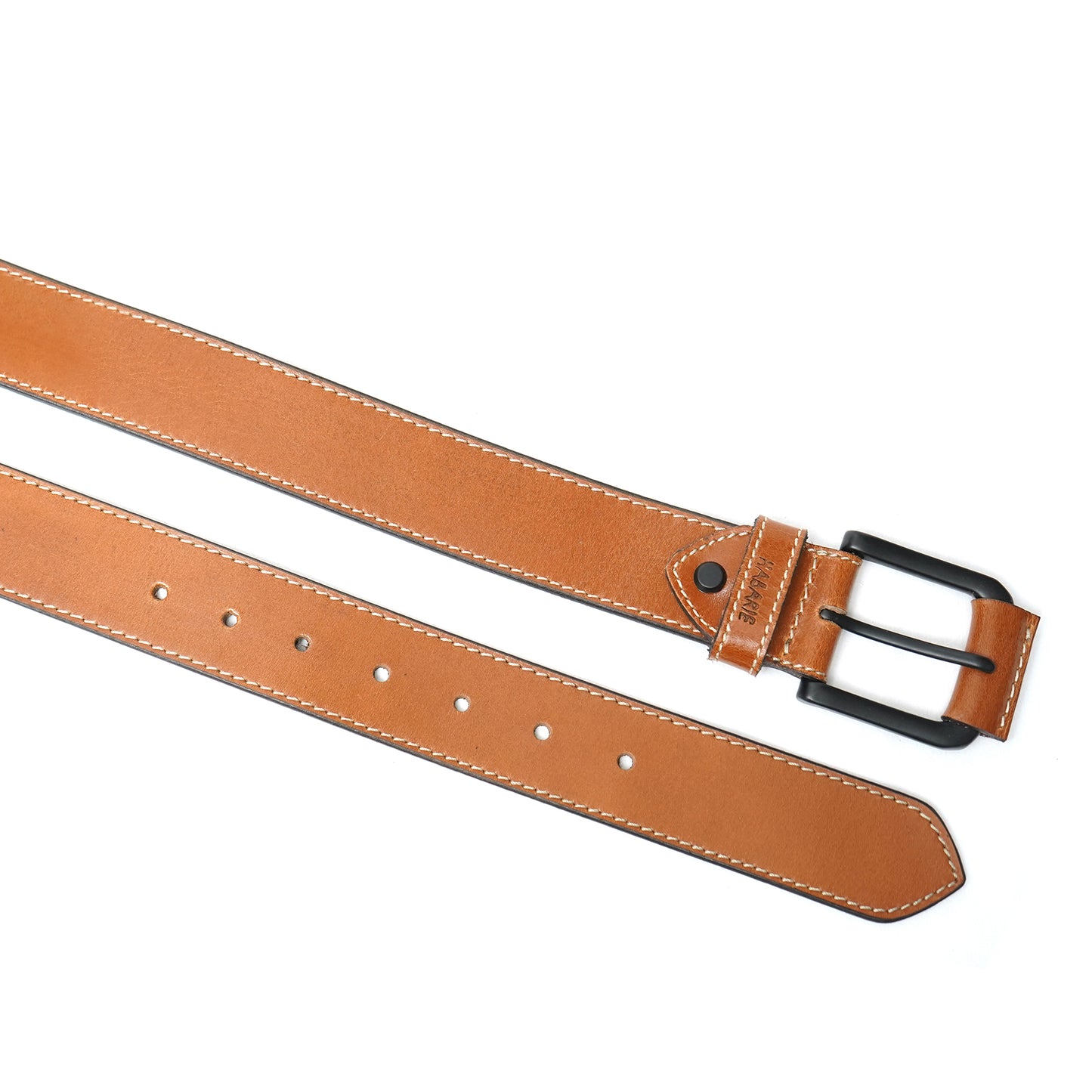 Handmade Classic Belt with Stitching 740-Tan