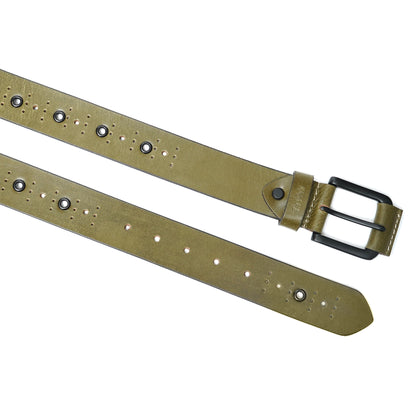 Handmade Classic Belt with Studs 741-Green